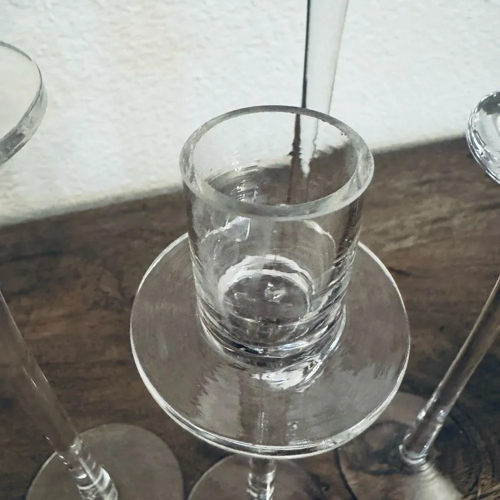 Slim Crystal Glass Candlesticks 4-pc Set